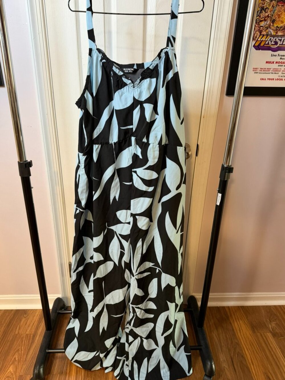BloomChic Plus Size Leaf Print Wide Leg Jumpsuit